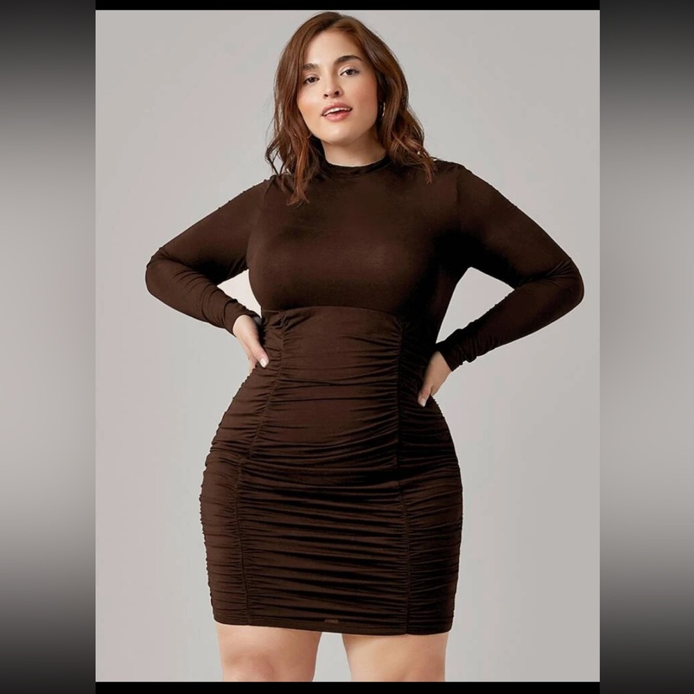 NEW - SHEIN Curve Ribbed Long Sleeve Dress